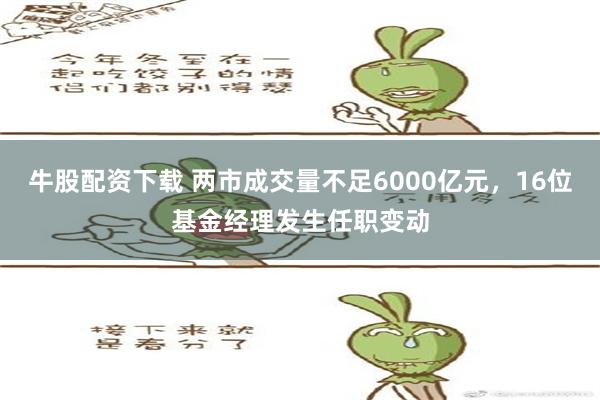 牛股配资下载 两市成交量不足6000亿元，16位基金经理发生任职变动