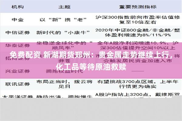 免费配资 新湖期货郑州：贵金属走势继续上行，化工品等待原油救赎