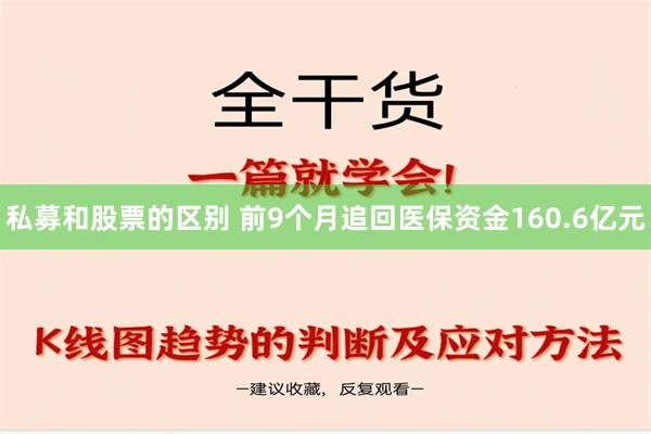 私募和股票的区别 前9个月追回医保资金160.6亿元